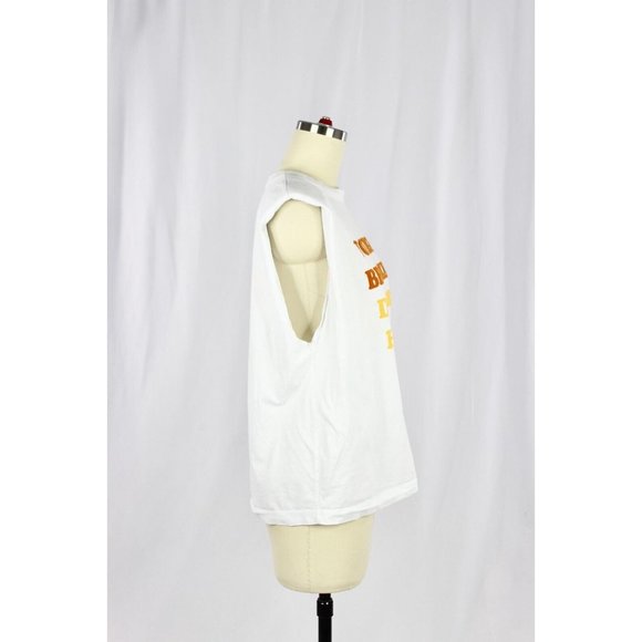 SANDRO Trivoli White Jersey Flocked Cotton Shoulder Pad Muscle Tank, Size 2/M - Picture 5 of 16